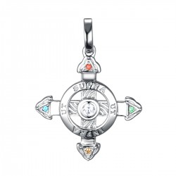 Schutzkreuz 585 Weißgold in 18 mm ein Stein