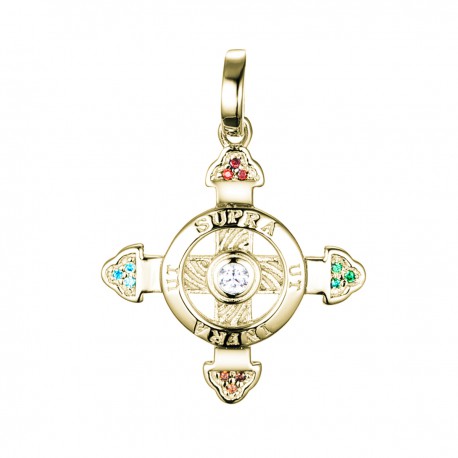 Schutzkreuz 585 Gelbgold in 18 mm drei Steine