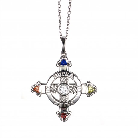 Schutzkreuz 585 in 3D Weißgold in 30 mm NEU