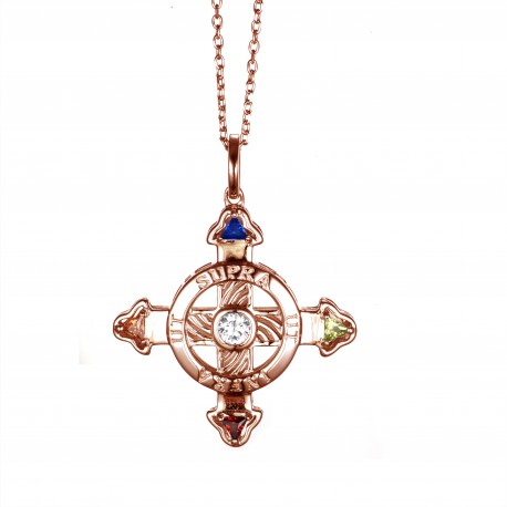 Schutzkreuz 585 in 3D Roségold in 30 mm NEU