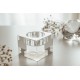 Teelichthalter aus Glas mit 3D Energiekreis als Quader