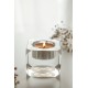 Teelichthalter aus Glas mit 3D Energiekreis