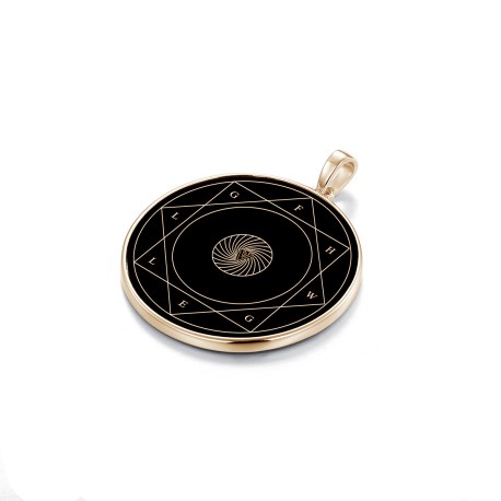 SSH-Amulett 21mm mit echtem Obsidian in 925 Silber vergoldet