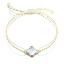 Glücksbringer Kleeblatt mit Schutzkreuz Armband 11mm Gelbgold 585