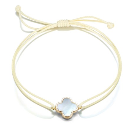 Glücksbringer Kleeblatt mit Schutzkreuz Armband 11mm Gelbgold 585