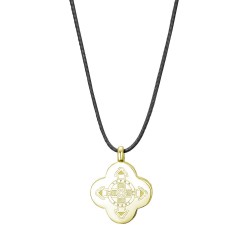 Kleeblatt mit Schutzkreuz eingraviert als Armband in 925 Silber 11mm vergoldet